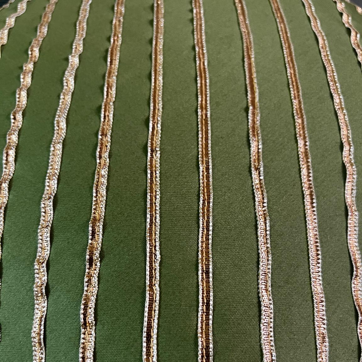 Olive green fabric with gold stripes