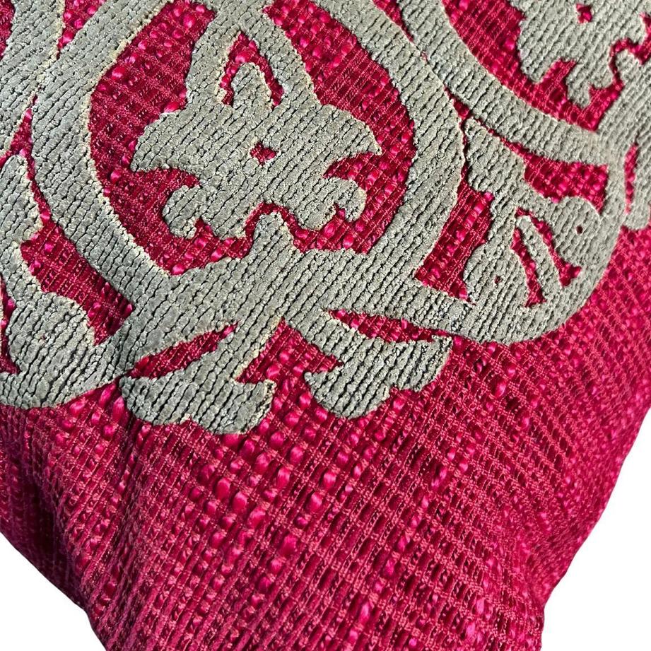 Corner of the red and fawn embroidery cushion cover
