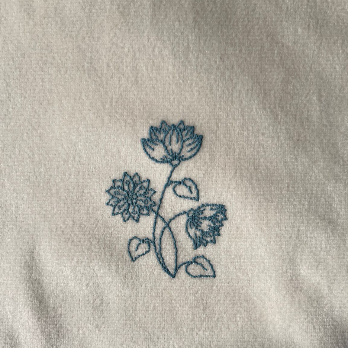 Blue Garden Velvet Throw embroidery