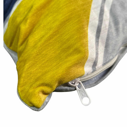 The yellow and grey part of the cushin cover along with white zip