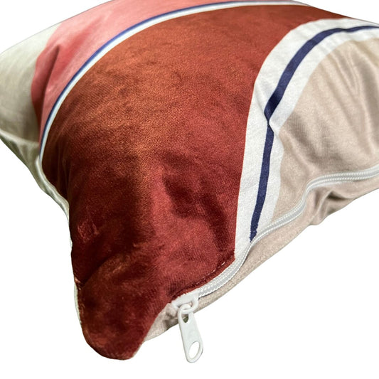Multi colored printed cushion cover with a zip