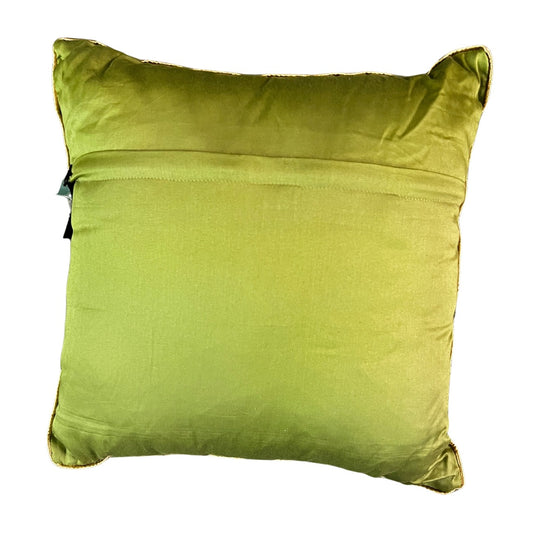 Backside of the olive green cushion cover