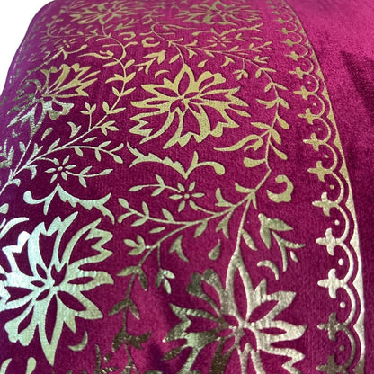 Maroon Cushion Cover with gold embroidery