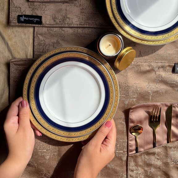 Brown placemats along with cutlery holder 